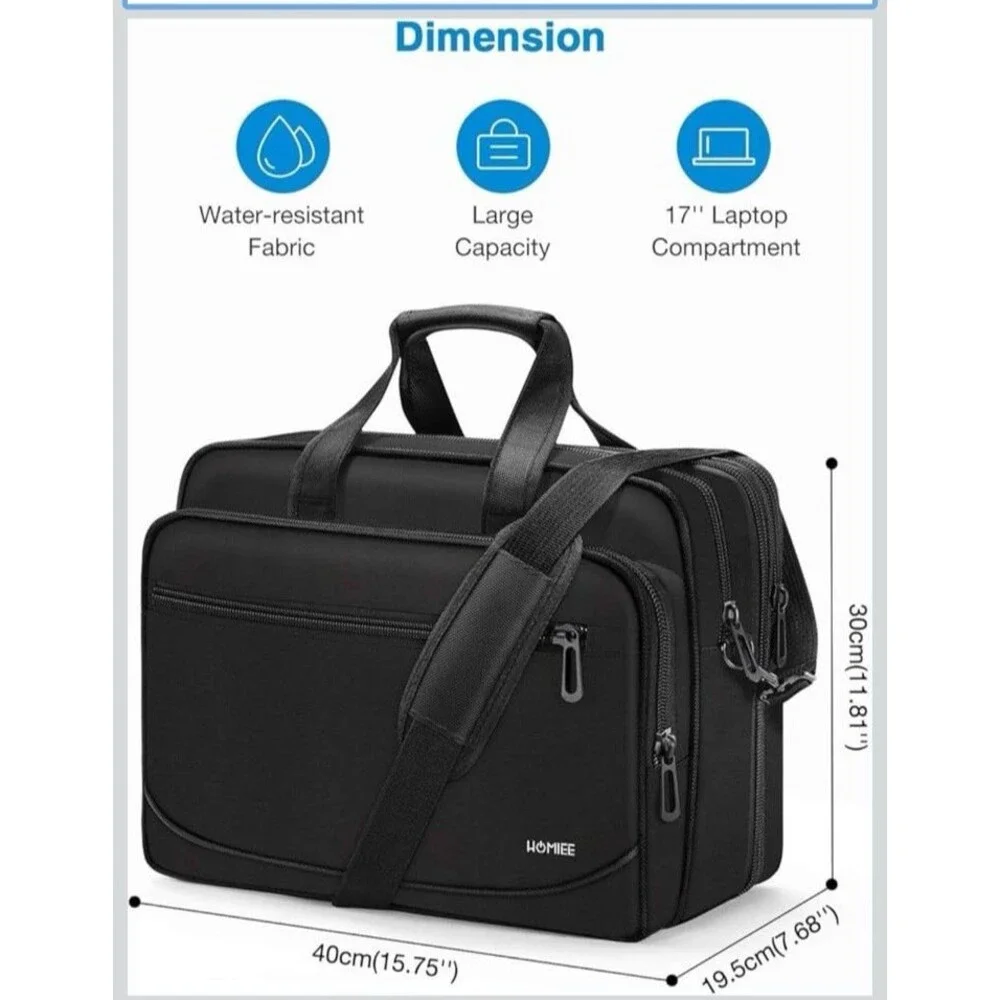 HOMIEE Laptop Bag 17.3 Inch Travel Briefcase for Men Women, Expandable Large Sho